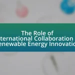 The Role of International Collaboration in Renewable Energy Innovation