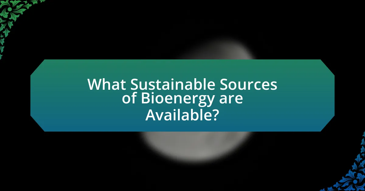 What Sustainable Sources of Bioenergy are Available?