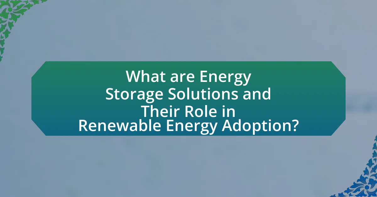 What are Energy Storage Solutions and Their Role in Renewable Energy Adoption?