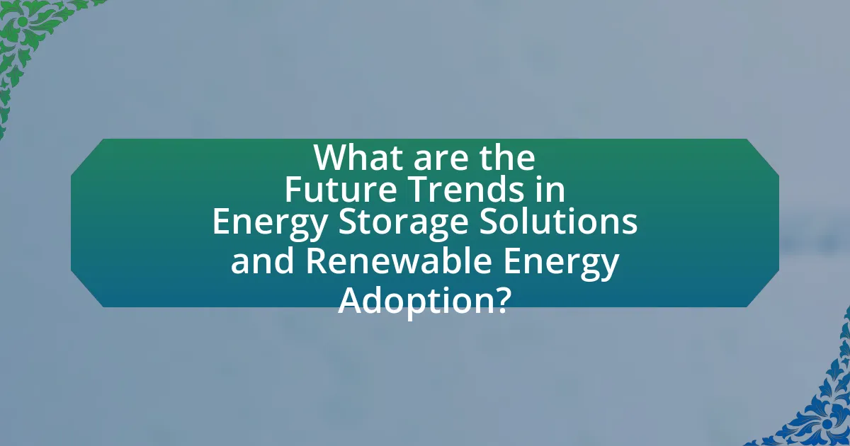What are the Future Trends in Energy Storage Solutions and Renewable Energy Adoption?