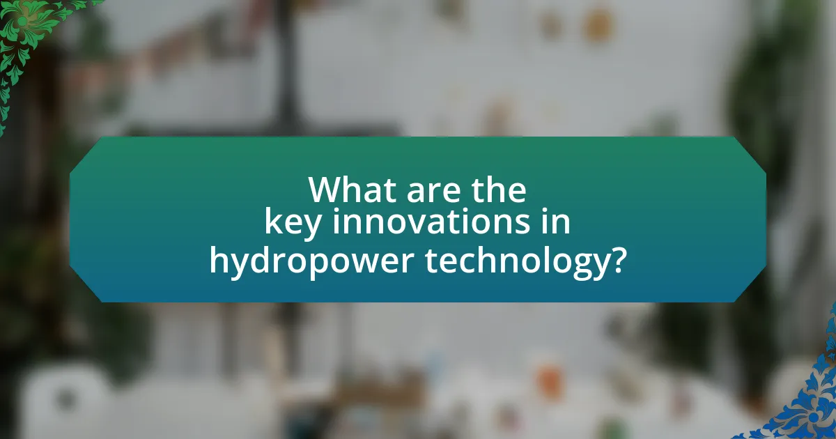 What are the key innovations in hydropower technology?
