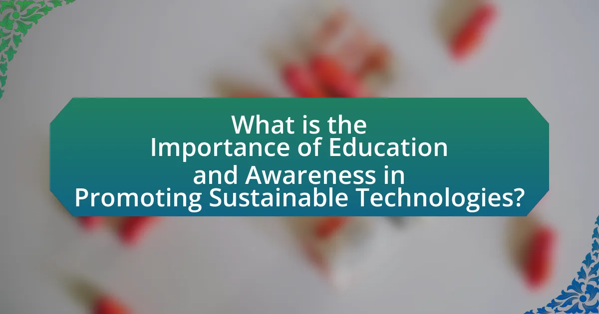 What is the Importance of Education and Awareness in Promoting Sustainable Technologies?