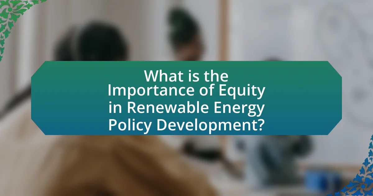 What is the Importance of Equity in Renewable Energy Policy Development?