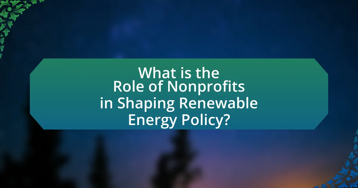 What is the Role of Nonprofits in Shaping Renewable Energy Policy?