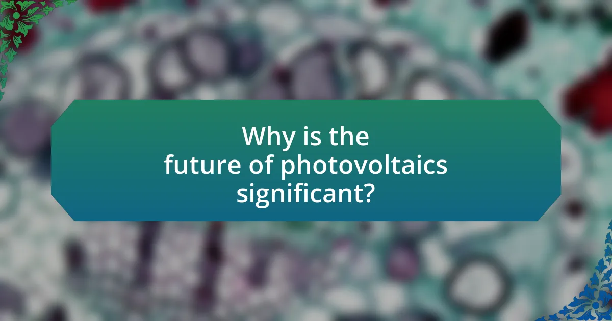 Why is the future of photovoltaics significant?